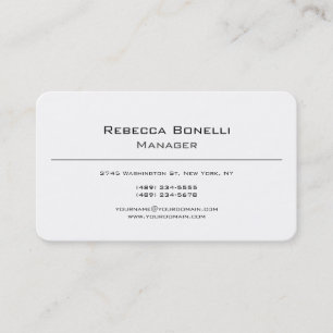Carte De Visite Unique Moderne Minimaliste Plain Blanc Simple