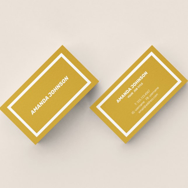 Carte De Visite Unique Moderne Mustard Jaune & Blanc Professionnel (Créateur téléchargé)