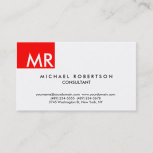Carte De Visite Unique monogramme exclusif rouge blanc moderne