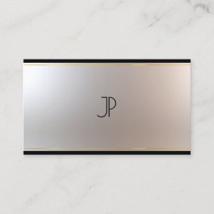 Carte De Visite Unique Monogramme Moderne Glam Or Argent