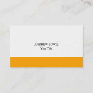 Carte De Visite Unique Original Plain Minimaliste Orange Blanc