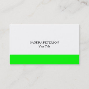 Carte De Visite Unique Original Plat Minimaliste Vert Blanc