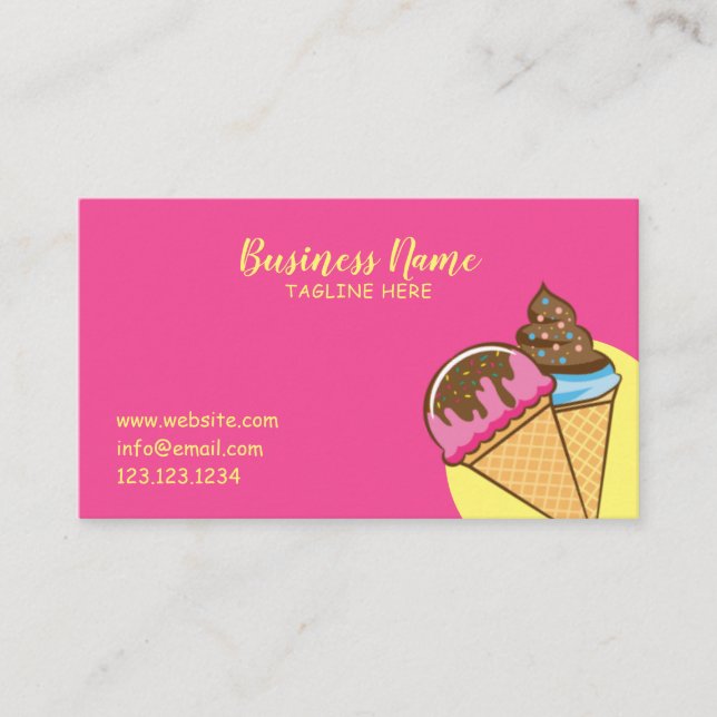 Carte De Visite Unique Pink Sweet Glace Cones Frosting (Devant)