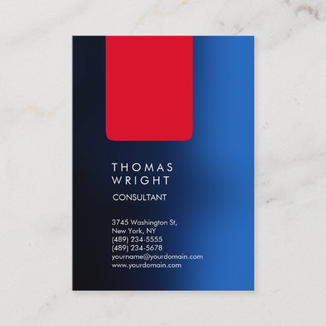 Carte De Visite Unique Professionnel Bleu Rouge Moderne Élégant (Devant)