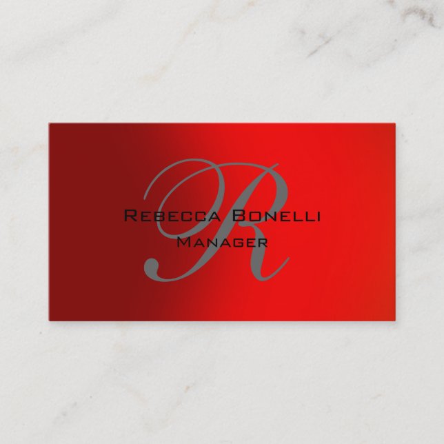 Carte de visite unique Red Grey Monogram Manager (Devant)