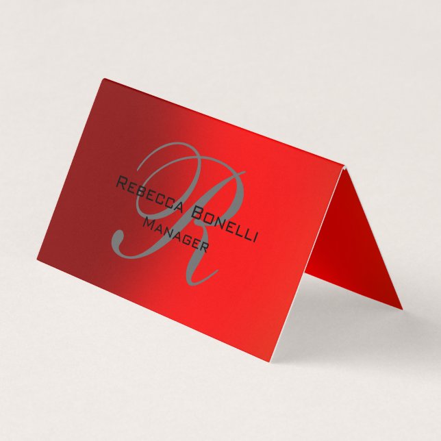 Carte de visite unique Red Grey Monogram Manager (Devant)