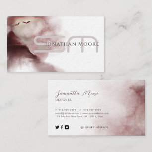 Carte De Visite Unique Rose or Aquarelle Signature Monogramme