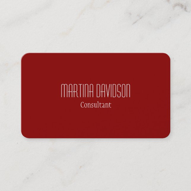 Carte De Visite Unique Rouge foncé Simple Moderne Élégant (Devant)