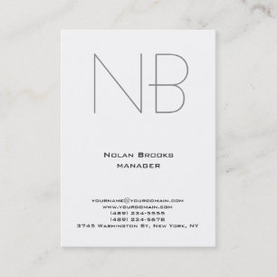 Carte De Visite Unique simple monogramme blanc gris clair