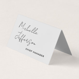 Carte De Visite Unique Stylish Moderne Calligraphie Plain Gris
