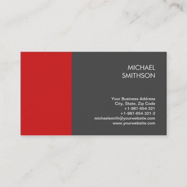 Carte De Visite Unique tendance moderne gris rouge (Devant)