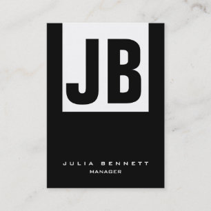 Carte De Visite Unique tendance noir blanc vertical monogramme
