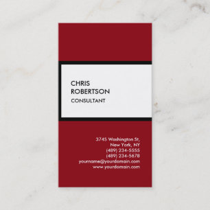 Carte de visite unique vertical blanc noir rouge