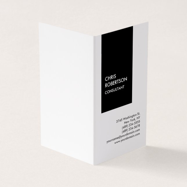 Carte de visite unique vertical noir noir tendance (Extérieur)
