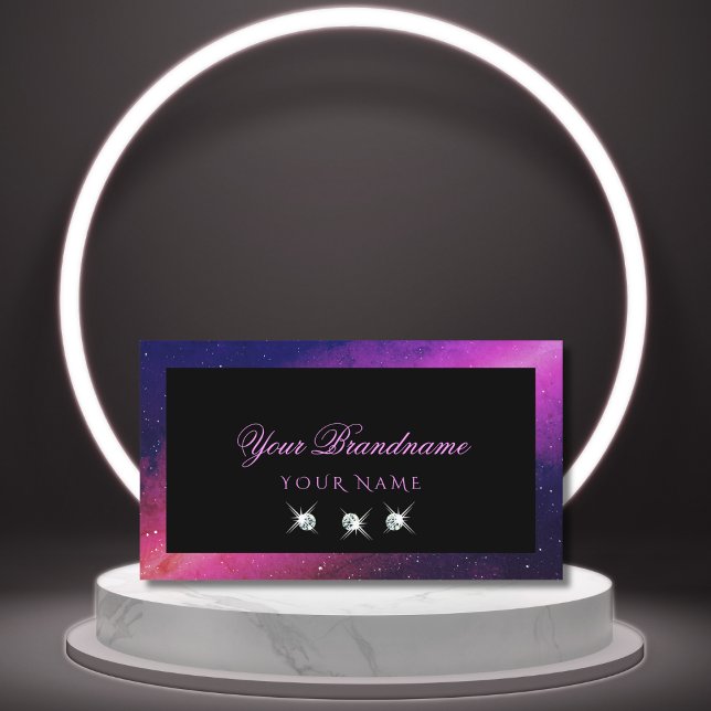 Carte De Visite Universe Black Blue Rose Étoiles Diamants (Créateur téléchargé)