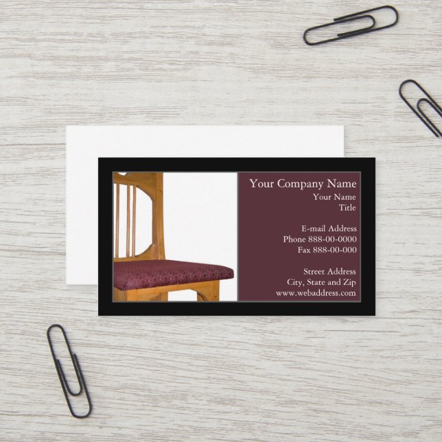 Carte de visite Upholsterer (Devant/Arrière en situation)