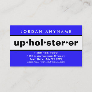 Carte De Visite Upholsterer Gras Bleu et Blanc