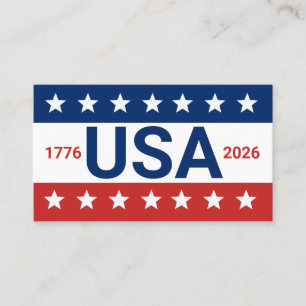 Carte De Visite USA 1776 2026 250e anniversaire Rouge Blanc Bleu