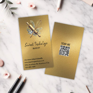 Carte De Visite Ustensile de cuisson QR Code Parties scintillant o