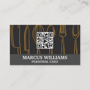 Carte De Visite Ustensiles Chef exécutif Code QR