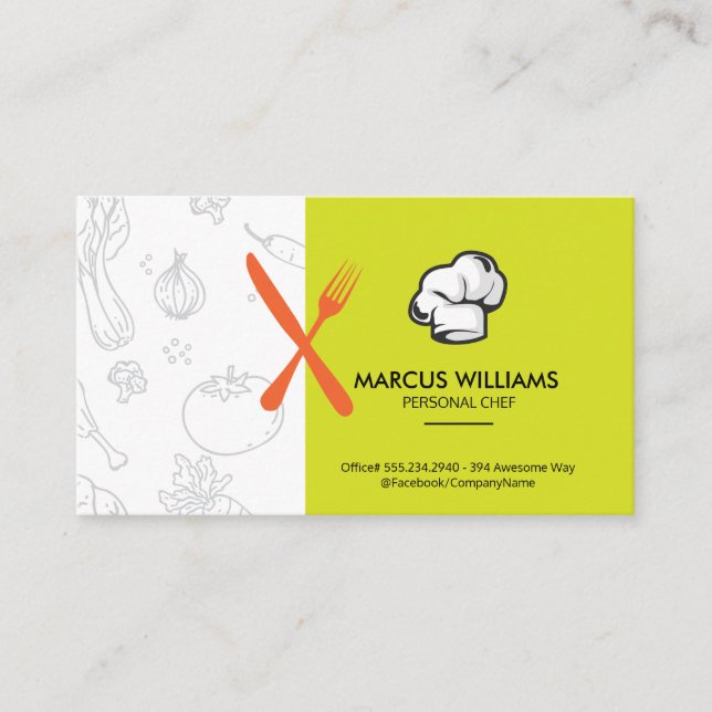 Carte De Visite Ustensiles | Chef | Propriétaire du restaurant (Devant)