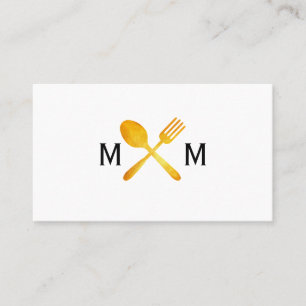 Carte De Visite Ustensiles de cuisine de luxe en or Monogramme