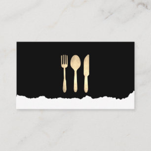 Carte De Visite Ustensiles de cuisine en or démantelés