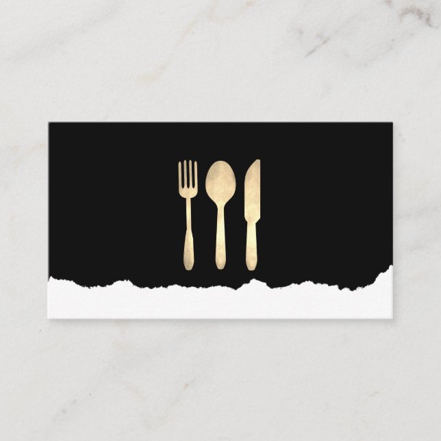 Carte De Visite Ustensiles de cuisine en or démantelés (Devant)