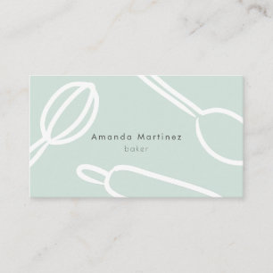 Carte De Visite Ustensiles de cuisine modernes Mint Green Baker