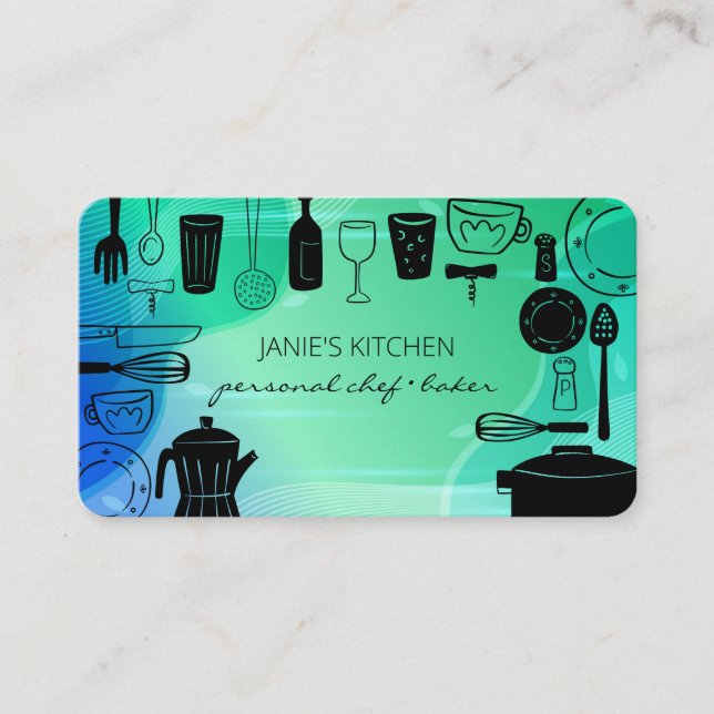 Carte De Visite Ustensiles de Cuisine rétro (Devant)