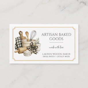 Carte De Visite Ustensiles de cuisson Artisan Boulangerie Gingham