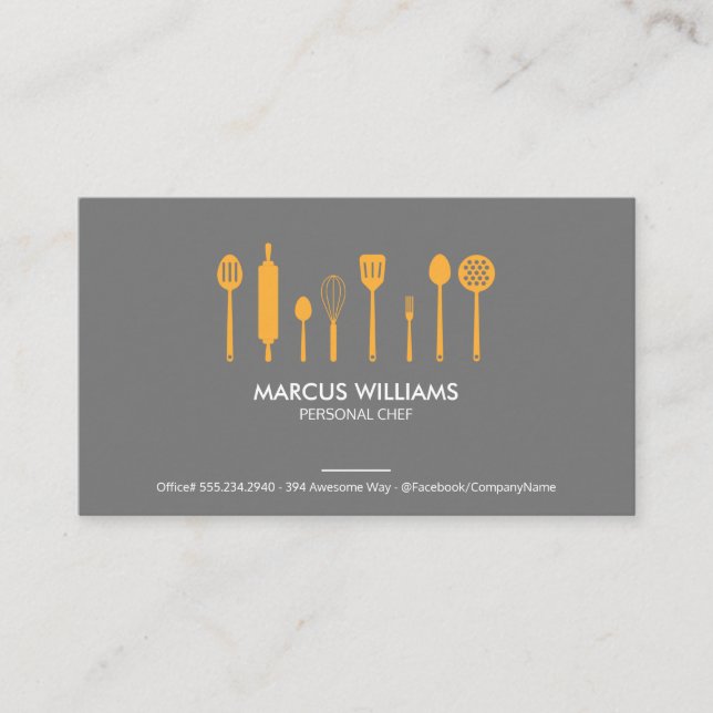 Carte De Visite Ustensiles de restaurant | Chef exécutif (Devant)