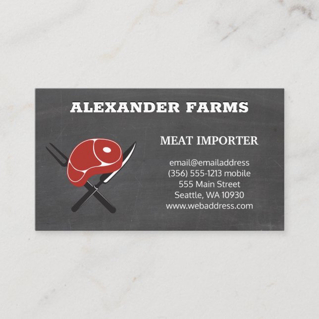 Carte De Visite Ustensiles de service de steak | Tableau (Devant)
