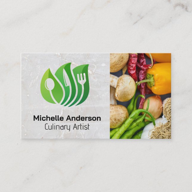 Carte De Visite Ustensiles Logo Naturel | Produits frais (Devant)