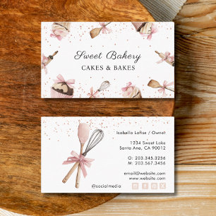 Carte De Visite Ustensiles roses Cuisine & Boulangerie Cupcake