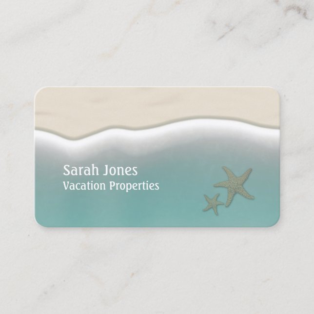 Carte De Visite Vacances Côtières Starfish Sur Plage Aqua Water (Devant)