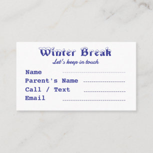 Carte De Visite Vacances d'hiver