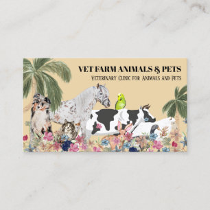 Carte De Visite Vache beige mouton chien chat oiseau lapin canard