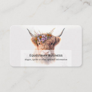Carte De Visite Vache des Highlands avec couronne florale Illustra