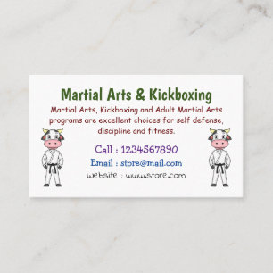 Carte De Visite Vache mignonne en combinaison kung fu