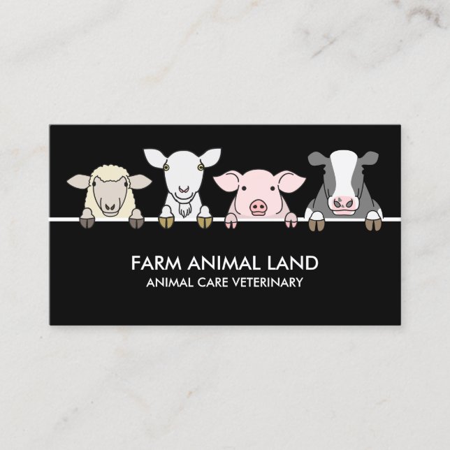 Carte De Visite Vache Vétérinaire de la ferme noire Chèvre (Devant)
