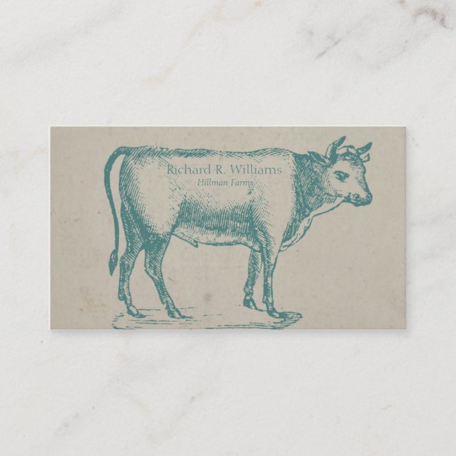 Carte De Visite Vache vintage à Taureau (Devant)