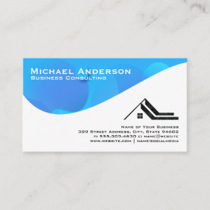 Carte De Visite Vague Abstraite bleue   Logo immobilier