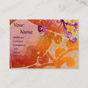 Carte De Visite VAGUES 2 monogrammes, jaune vif violet