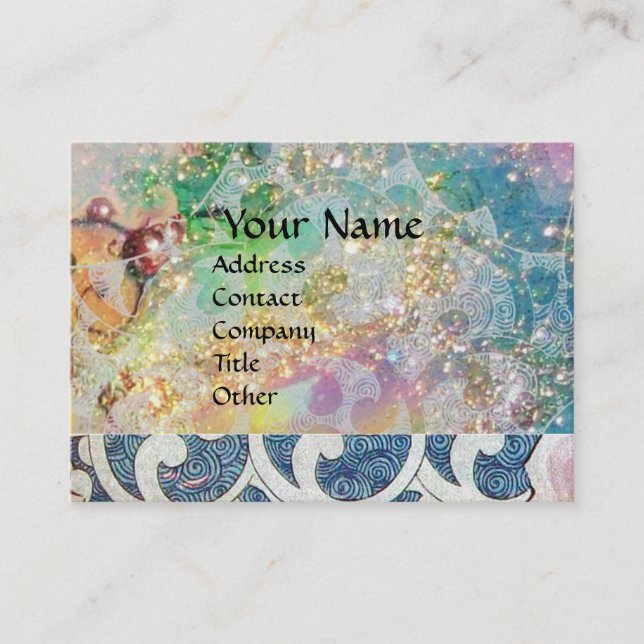 Carte De Visite VAGUES ABSTRAITES Bleu Turquoise brillant Floriaux (Devant)