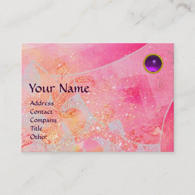 Carte De Visite VAGUES AMÉTHYST MONOGRAM, rose vif rouge violet (Devant)