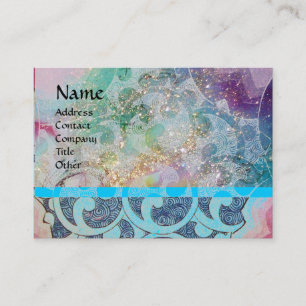 Carte De Visite VAGUES, blanc vif, bleu vert
