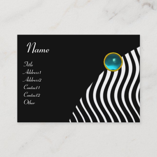 CARTE DE VISITE VAGUES BLANCHES NOIRES, MONOGRAMME EN PIERRE BLEUE (Devant)