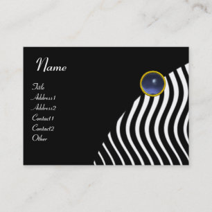 CARTE DE VISITE VAGUES BLANCHES NOIRES, MONOGRAMME EN PIERRE BLEUE