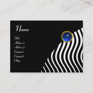 CARTE DE VISITE VAGUES BLANCHES NOIRES, MONOGRAMME EN PIERRE BLEUE